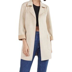 Bershka Beige Faux Suede Trench Coat Small New